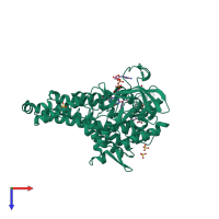 PDB entry 2yyj coloured by chain, top view.