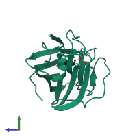 PDB entry 2yyo coloured by chain, side view.