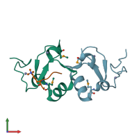 PDB entry 2yyr coloured by chain, front view.