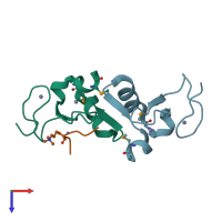 PDB entry 2yyr coloured by chain, top view.