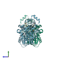 PDB entry 2yyy coloured by chain, side view.