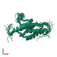 PDB entry 2yz0 coloured by chain, ensemble of 20 models, front view.