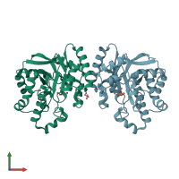 PDB entry 2yz5 coloured by chain, front view.