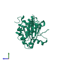 PDB entry 2yza coloured by chain, side view.