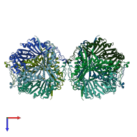 PDB entry 2yzd coloured by chain, top view.