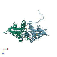 PDB entry 2yzi coloured by chain, top view.