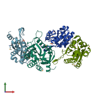 PDB entry 2yzk coloured by chain, front view.