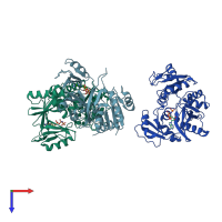 PDB entry 2yzn coloured by chain, top view.