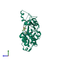 PDB entry 2yzq coloured by chain, side view.