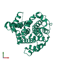 PDB entry 2yzw coloured by chain, front view.