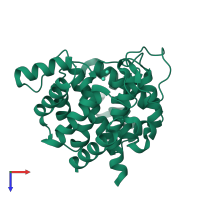 PDB entry 2yzw coloured by chain, top view.