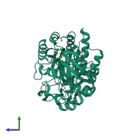 PDB entry 2z00 coloured by chain, side view.