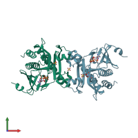 PDB entry 2z02 coloured by chain, front view.