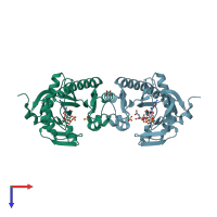 PDB entry 2z02 coloured by chain, top view.