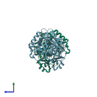 PDB entry 2z04 coloured by chain, side view.