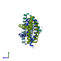 PDB entry 2z0a coloured by chain, side view.