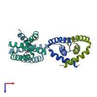 PDB entry 2z0a coloured by chain, top view.