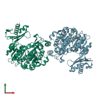 PDB entry 2z0f coloured by chain, front view.