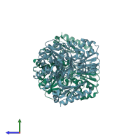 PDB entry 2z0f coloured by chain, side view.