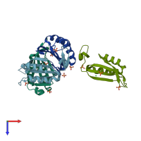 PDB entry 2z0g coloured by chain, top view.