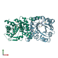 PDB entry 2z0i coloured by chain, front view.