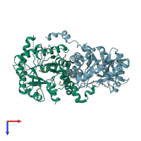 PDB entry 2z0i coloured by chain, top view.