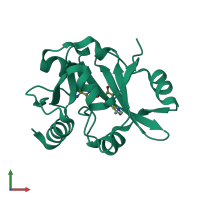 PDB entry 2z0k coloured by chain, front view.