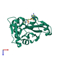 PDB entry 2z0k coloured by chain, top view.