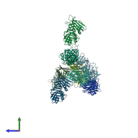 PDB entry 2z0l coloured by chain, side view.