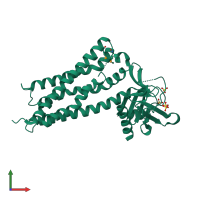 PDB entry 2z0q coloured by chain, front view.