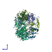 PDB entry 2z0r coloured by chain, side view.