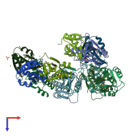 PDB entry 2z0r coloured by chain, top view.