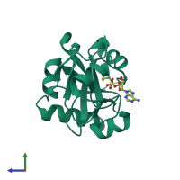 PDB entry 2z0x coloured by chain, side view.