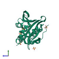 PDB entry 2z0z coloured by chain, side view.