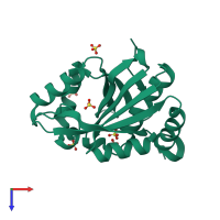 PDB entry 2z0z coloured by chain, top view.