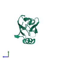 PDB entry 2z17 coloured by chain, side view.