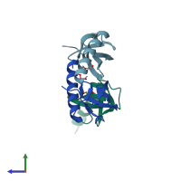 PDB entry 2z1c coloured by chain, side view.