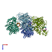 PDB entry 2z1k coloured by chain, top view.