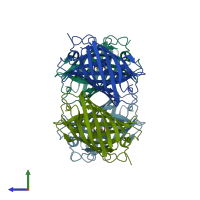 PDB entry 2z1o coloured by chain, side view.