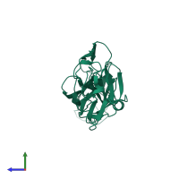 PDB entry 2z1p coloured by chain, side view.