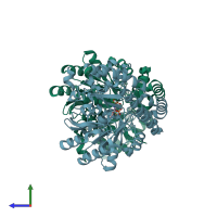 PDB entry 2z1y coloured by chain, side view.