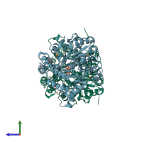 PDB entry 2z20 coloured by chain, side view.