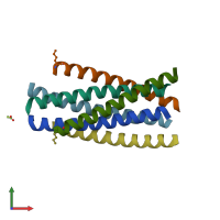 PDB entry 2z2t coloured by chain, front view.