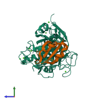 PDB entry 2z30 coloured by chain, side view.