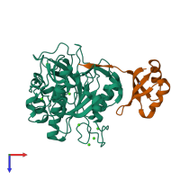 PDB entry 2z30 coloured by chain, top view.