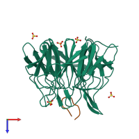 PDB entry 2z32 coloured by chain, top view.