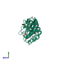 PDB entry 2z3d coloured by chain, side view.