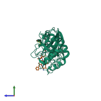 PDB entry 2z3e coloured by chain, side view.
