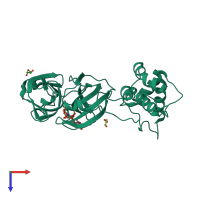 PDB entry 2z3e coloured by chain, top view.