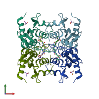 PDB entry 2z3i coloured by chain, front view.